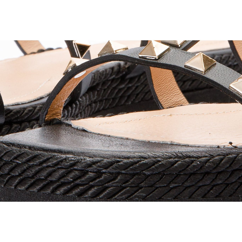 The Seul Black Leather Multi Strap Flat Women Sandal Final Sale!