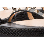 The Seul Black Leather Multi Strap Flat Women Sandal Final Sale!