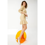 The Cimla Cream Leather Pumpkin Heel Women Sandal