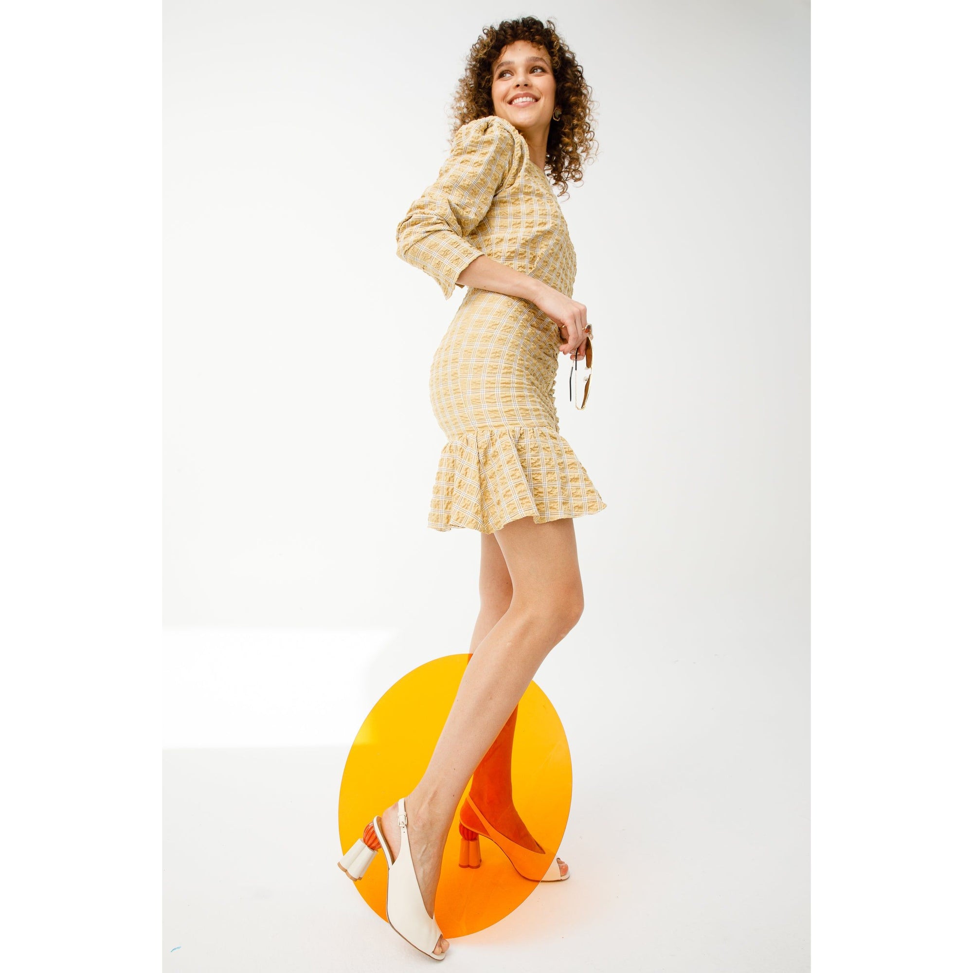 The Cimla Cream Leather Pumpkin Heel Women Sandal