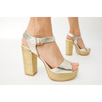 The Tampico Platform Heel Gold Leather Women Sandal