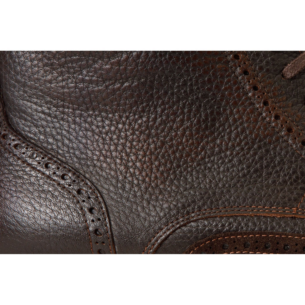 The Anderson Brown Leather & Suede Brogue Lace-Up Men Boot with a Zipper
