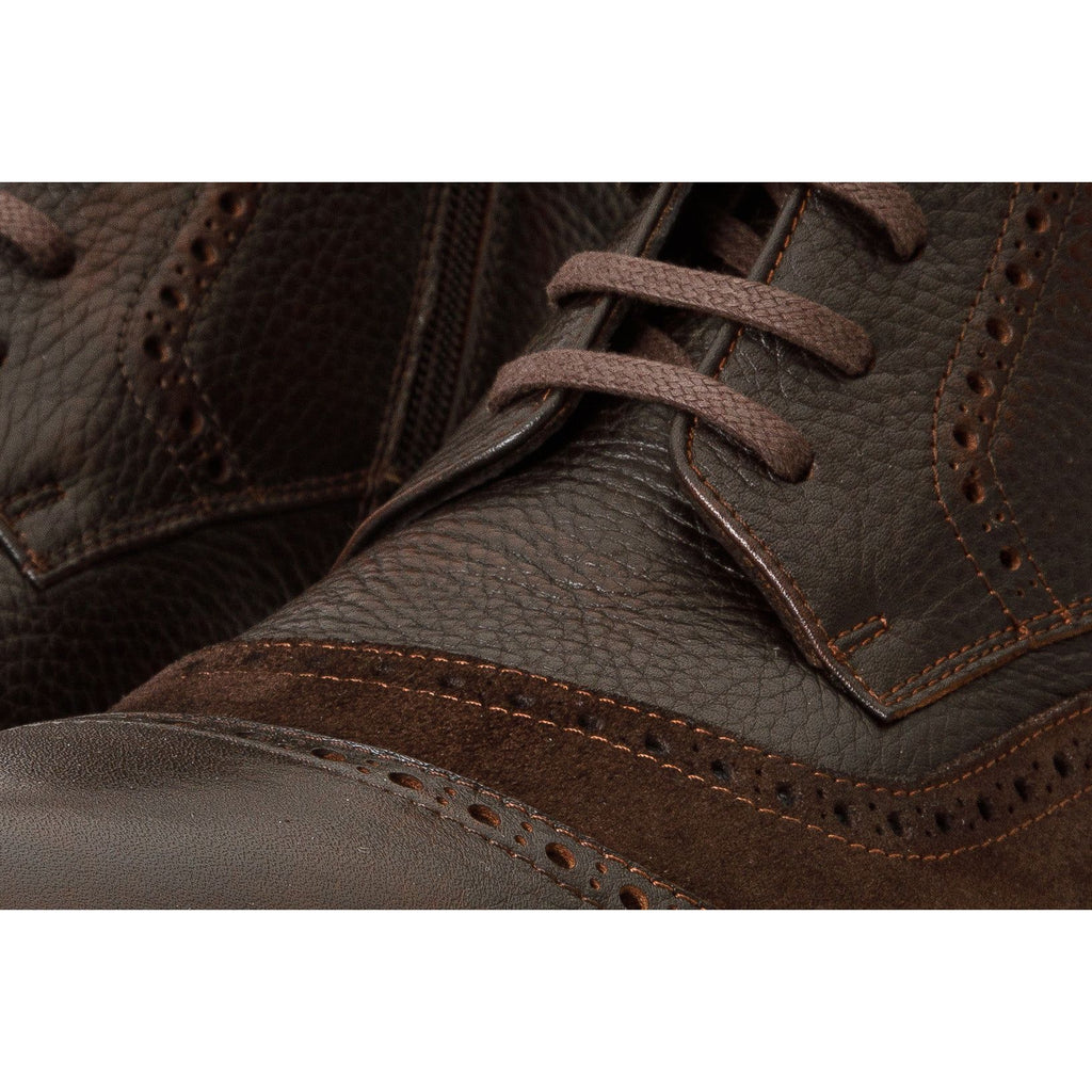 The Anderson Brown Leather & Suede Brogue Lace-Up Men Boot with a Zipper