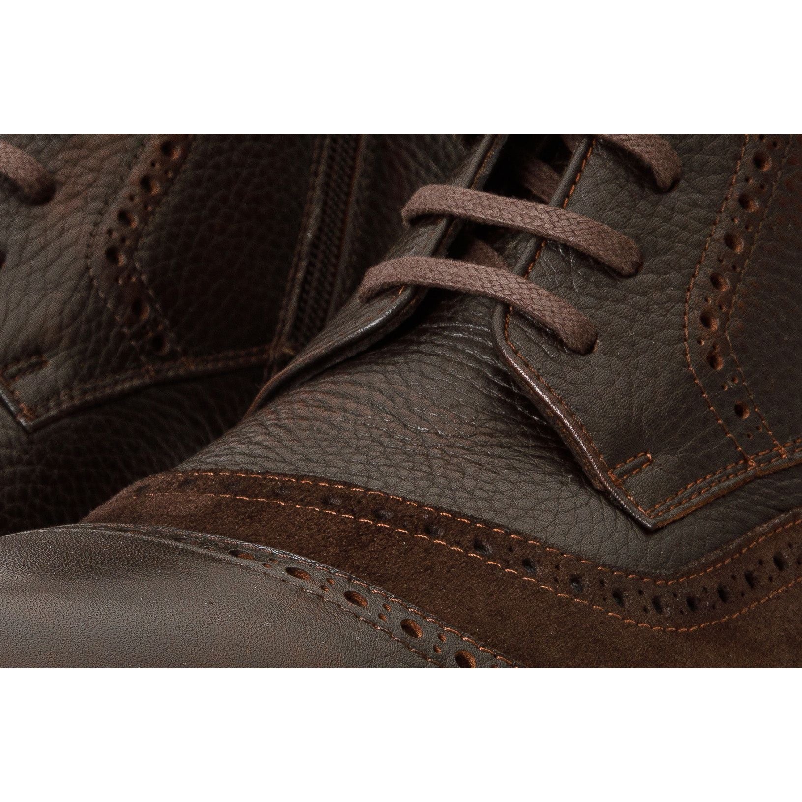The Anderson Brown Leather & Suede Brogue Lace-Up Men Boot with a Zipper