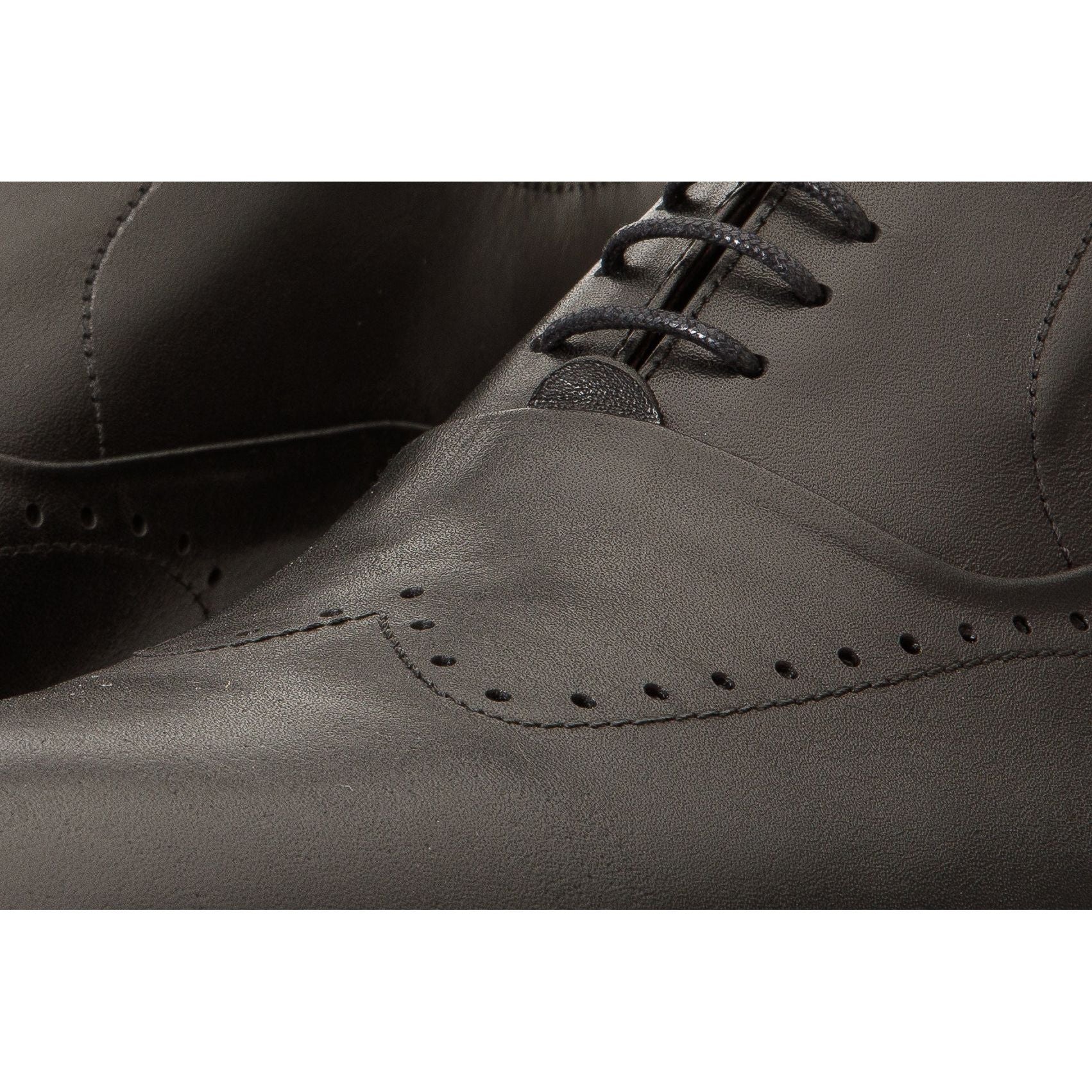 The Roma Black Leather Wingtip Oxford Men Shoe