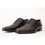 The Roma Black Leather Wingtip Oxford Men Shoe