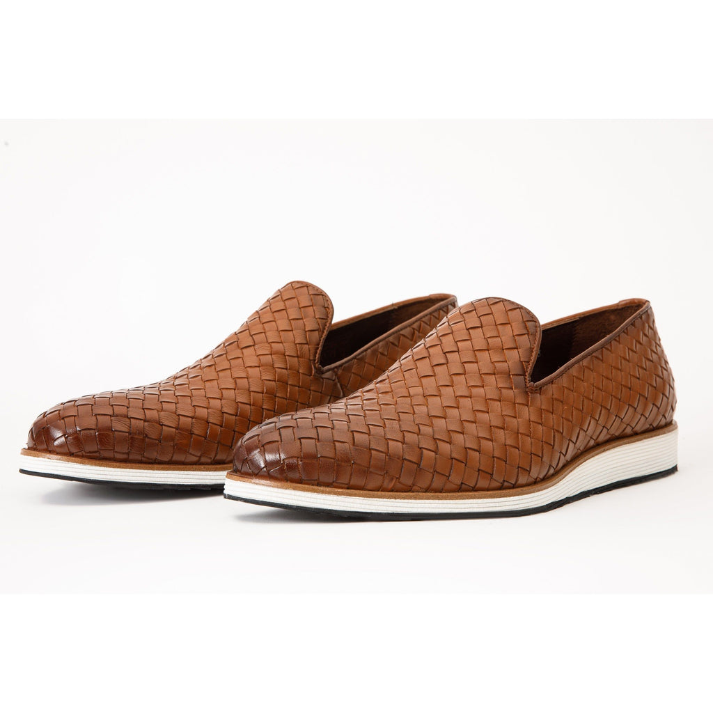 The Ostrava Tan Leather Woven Slip-on Loafer Men Shoe Final Sale!