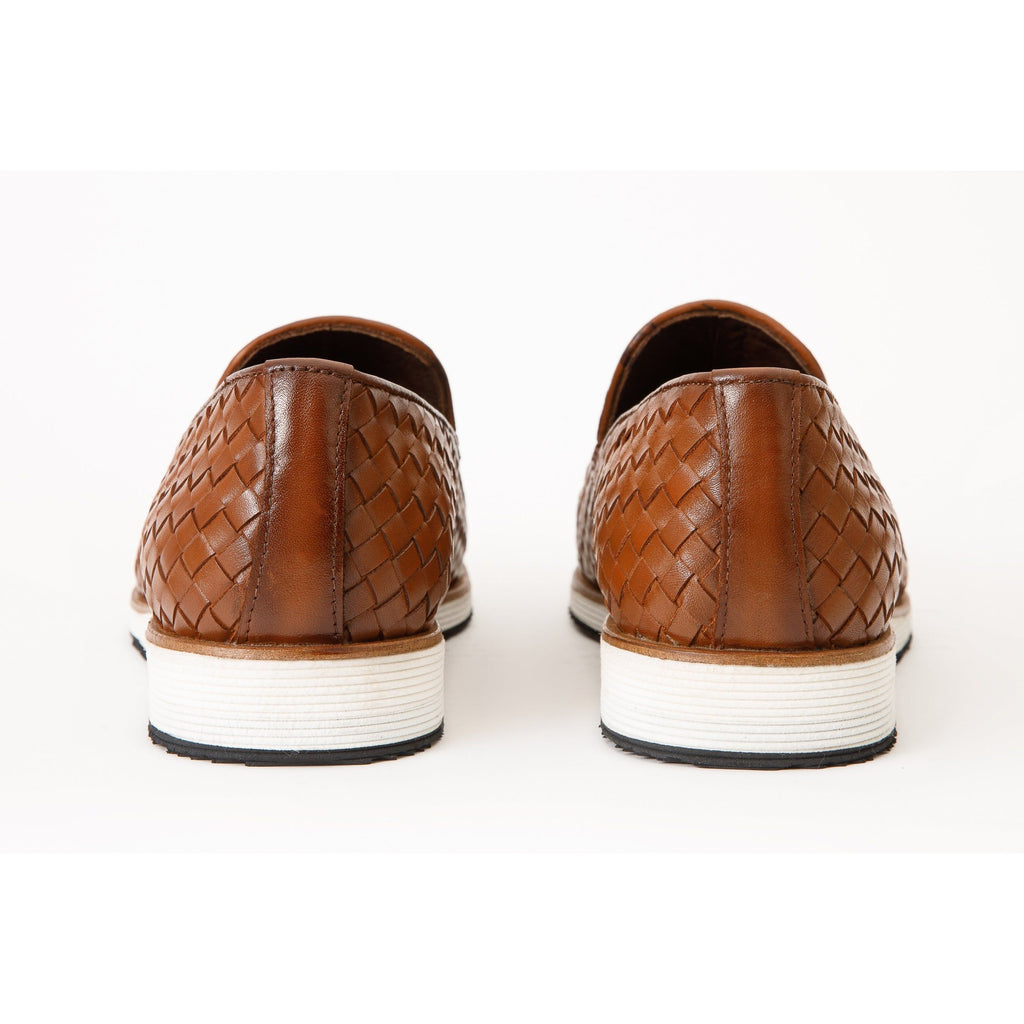 The Ostrava Tan Leather Woven Slip-on Loafer Men Shoe Final Sale!
