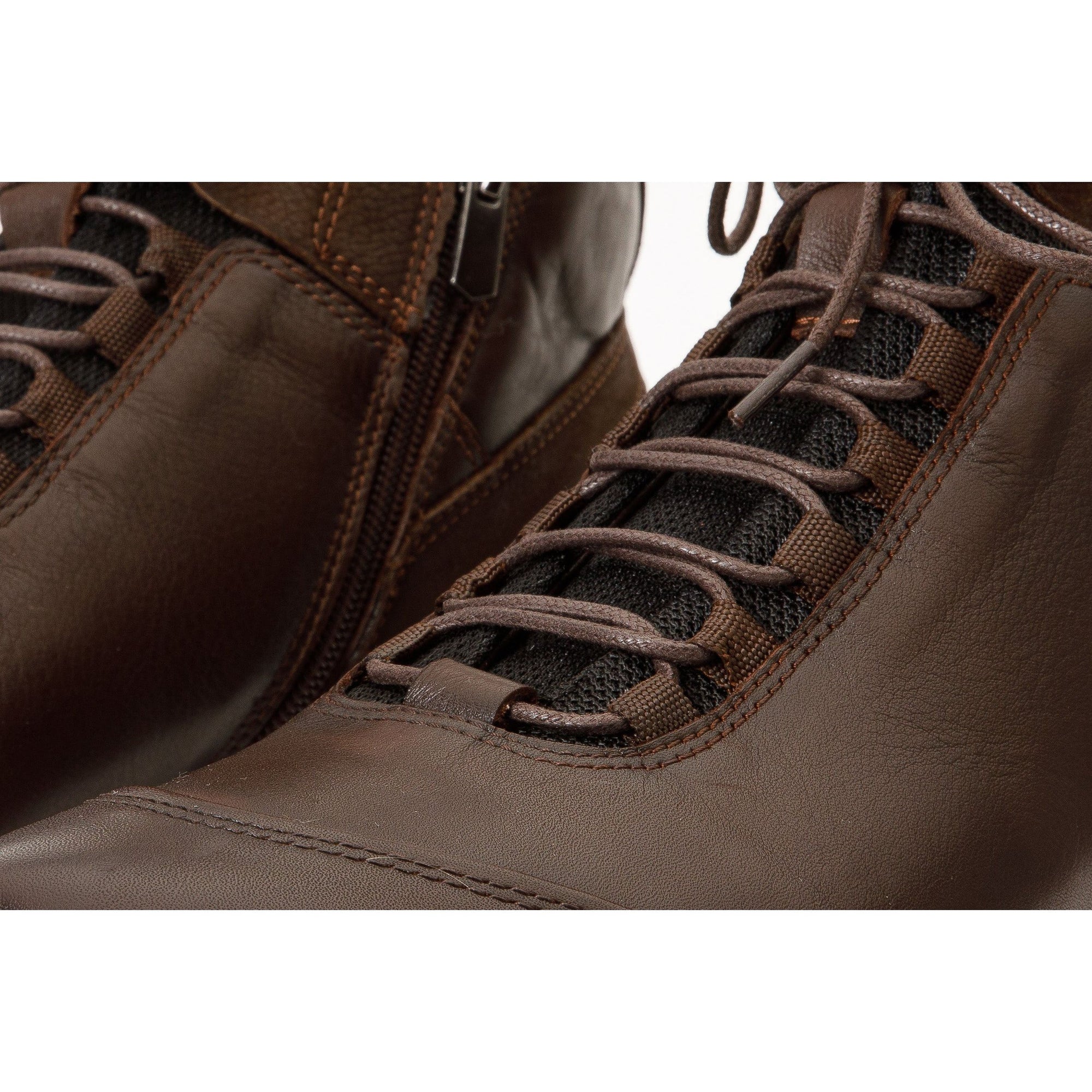 The Houston Leather Brown Lace-Up Casual Men Boot with a Zipper