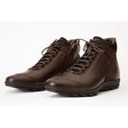 The Houston Leather Brown Lace-Up Casual Men Boot with a Zipper