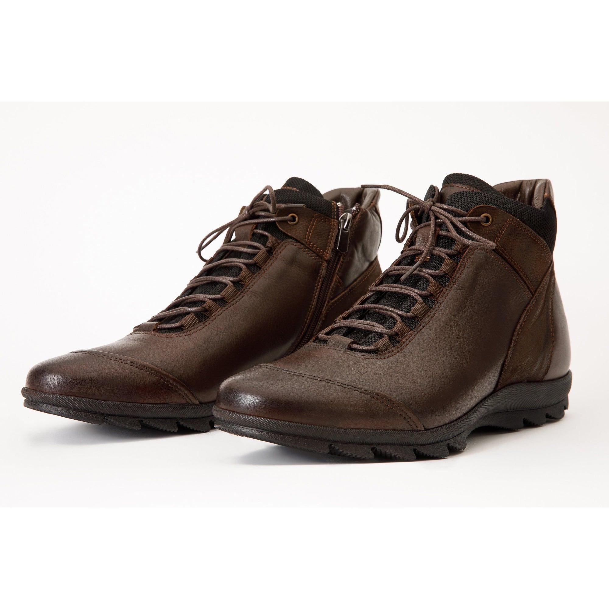 The Houston Leather Brown Lace-Up Casual Men Boot with a Zipper