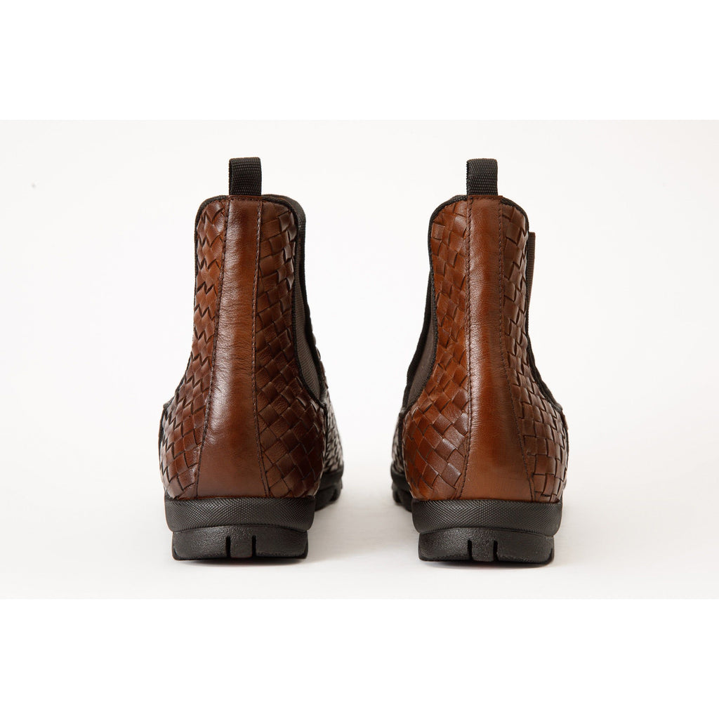 The Luxpre Tan Leather Handwoven Casual Chelsea Men Boot Final Sale!