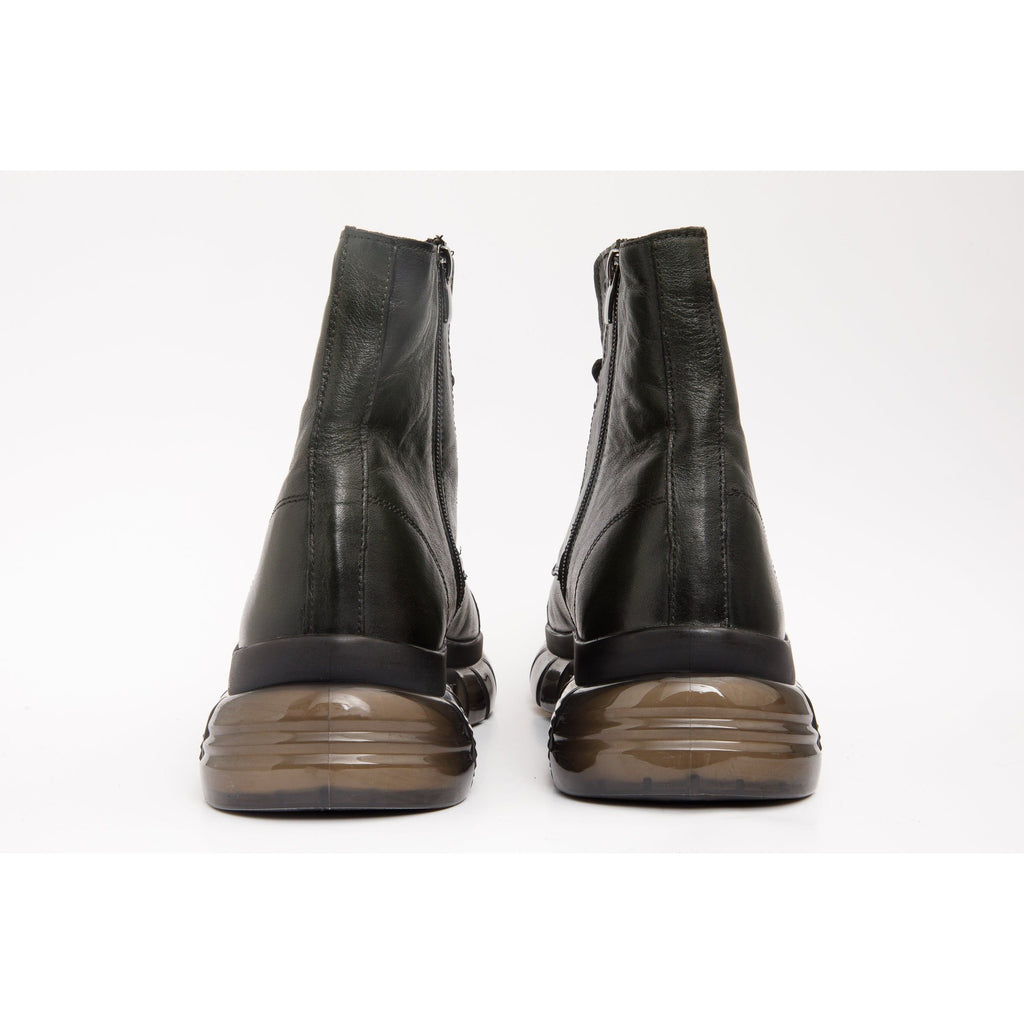 The Ottova Green Leather Lace-Up Sneaker Men Boot with a Zipper