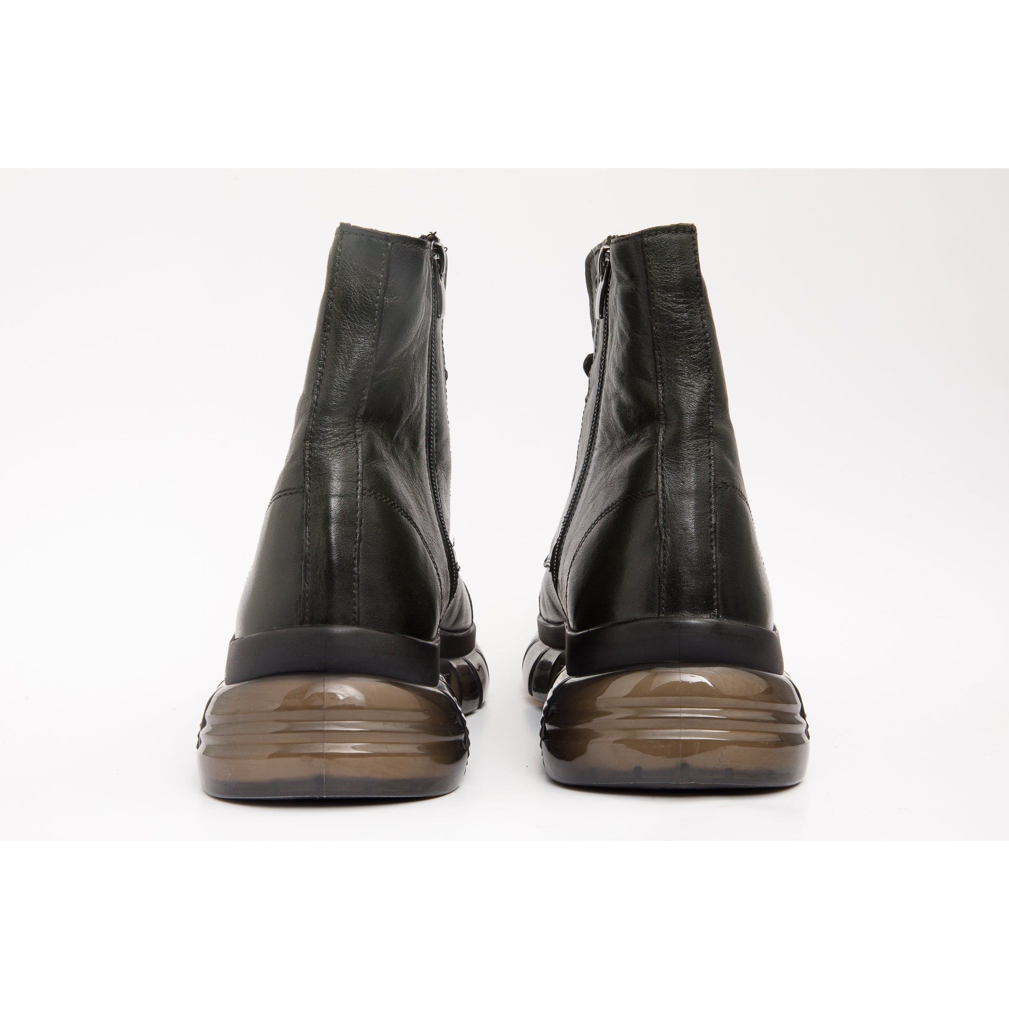 The Ottova Green Leather Lace-Up Sneaker Men Boot with a Zipper