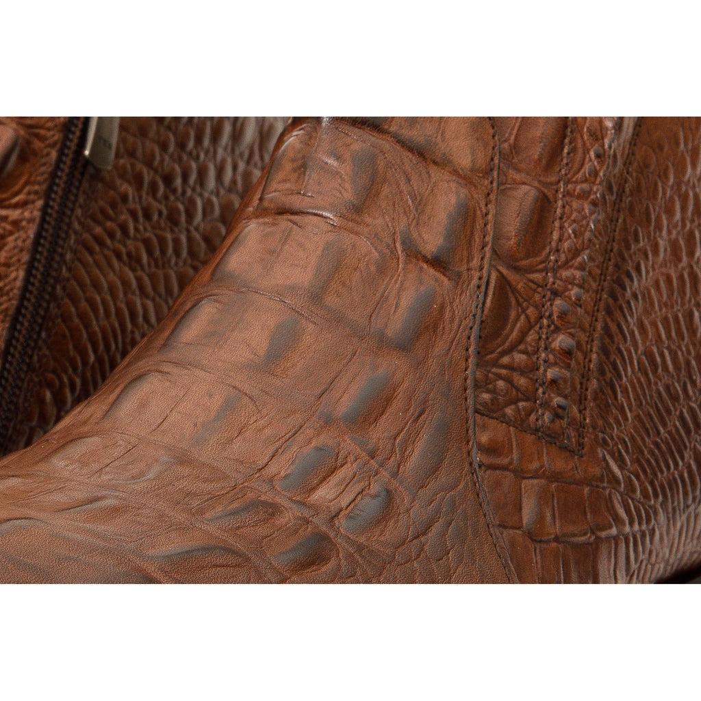 The Randor Brown Crocodile Leather Side-Zip Dress Ankle Men  Boot