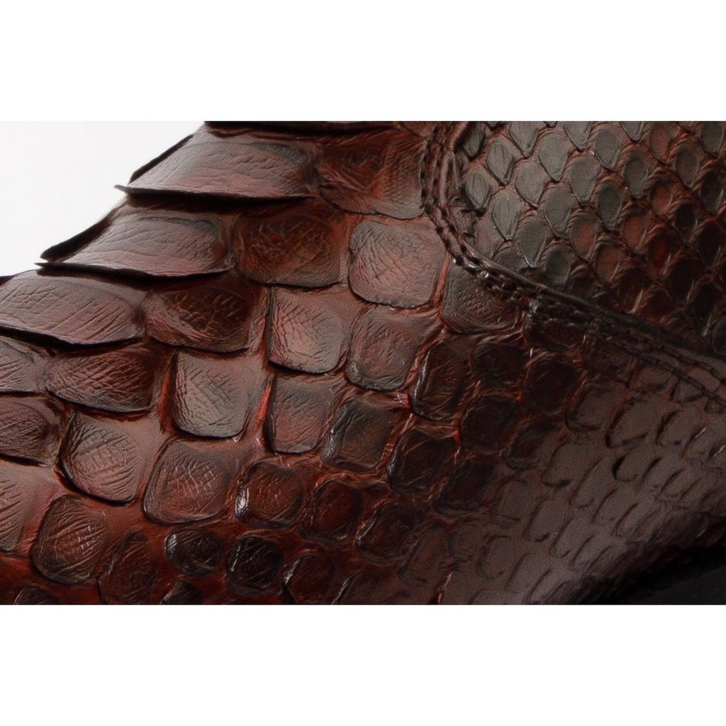 The Boss Burgundy Pythn Snk Zip-Up Leather Men Boot Limited Edition
