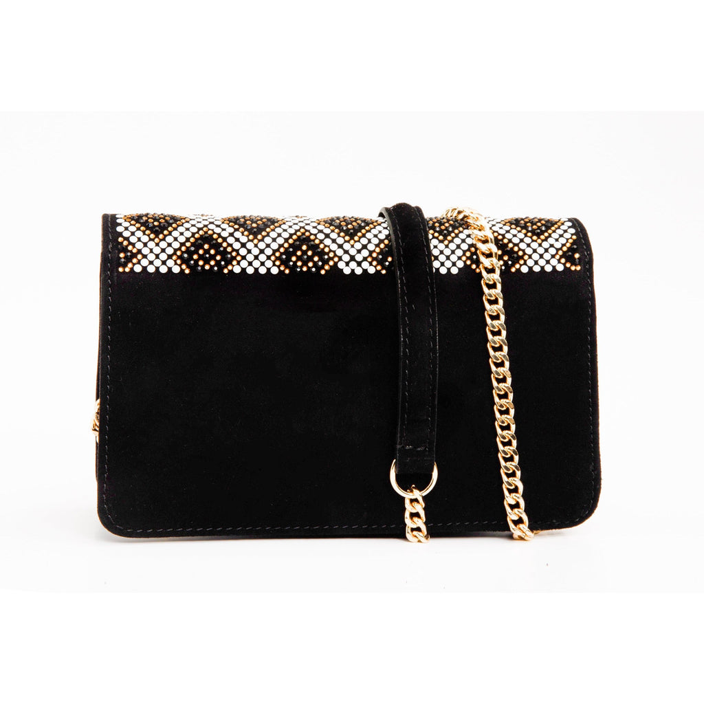 The Nampula Black Glitter Suede Leather Handbag