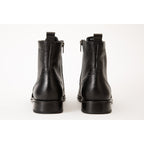 The Anderson Black Leather & Suede Brogue Lace-Up Men  Boot with a Zipper