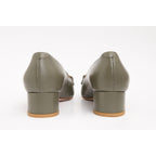 The Delhi Green Leather Block Heel Pump Women Shoe
