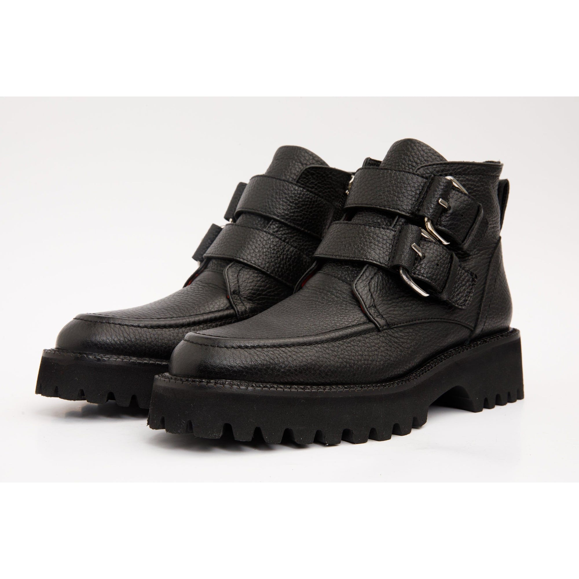 The Harry Black Leather Double Monk  Ankle Women  Boot Final Sale!