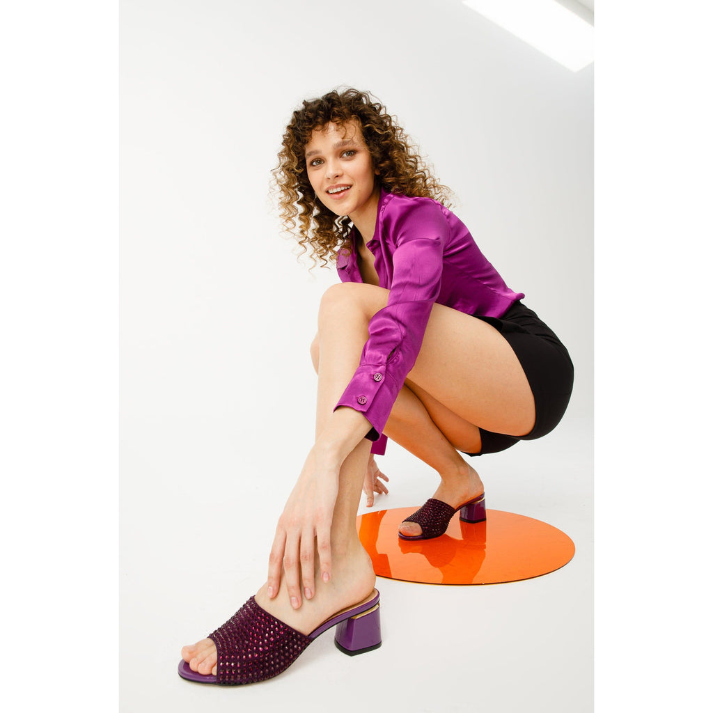 The Ailano Purple Glitter Leather Women Sandal