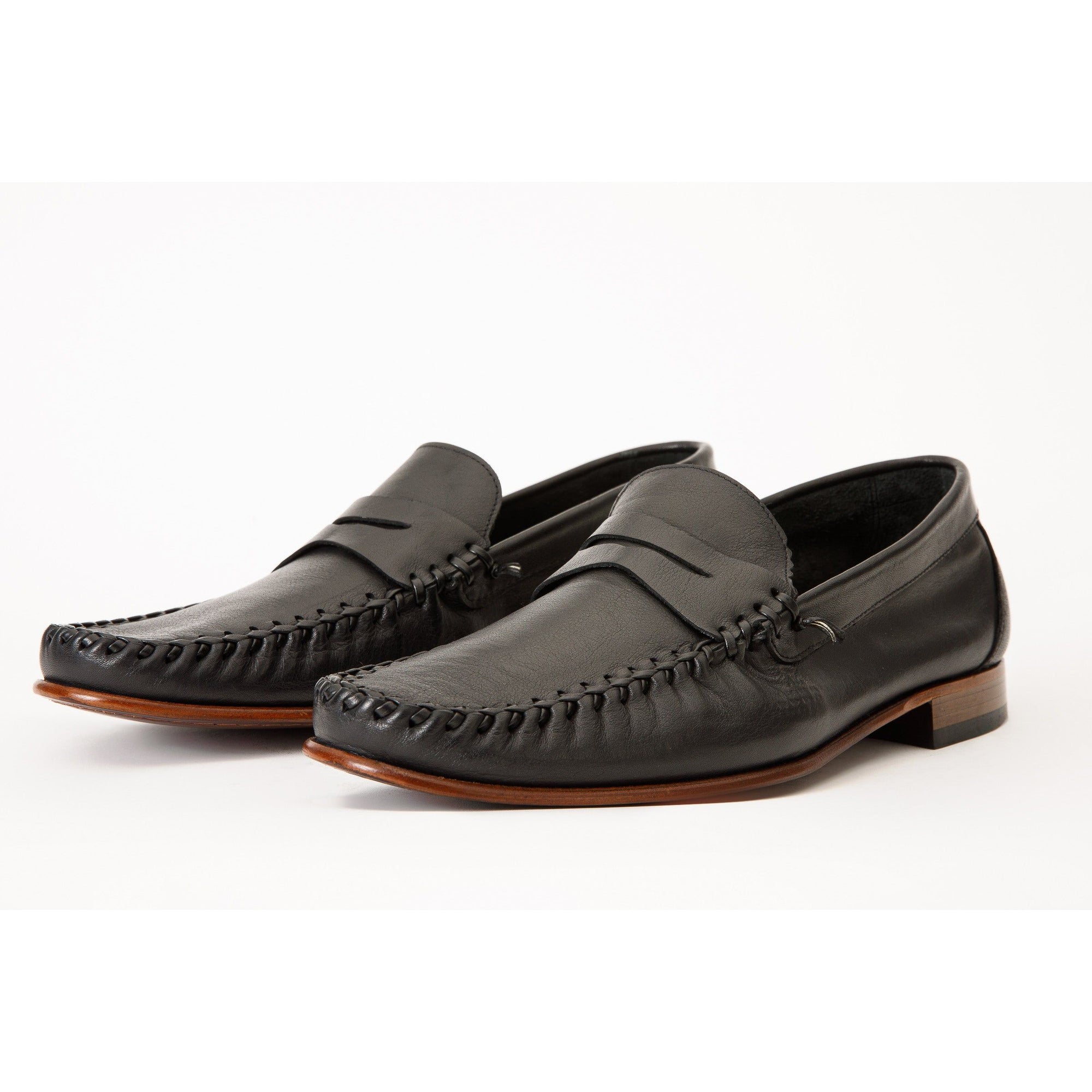 The Eregli Black Leather Penny Loafer Men Shoe