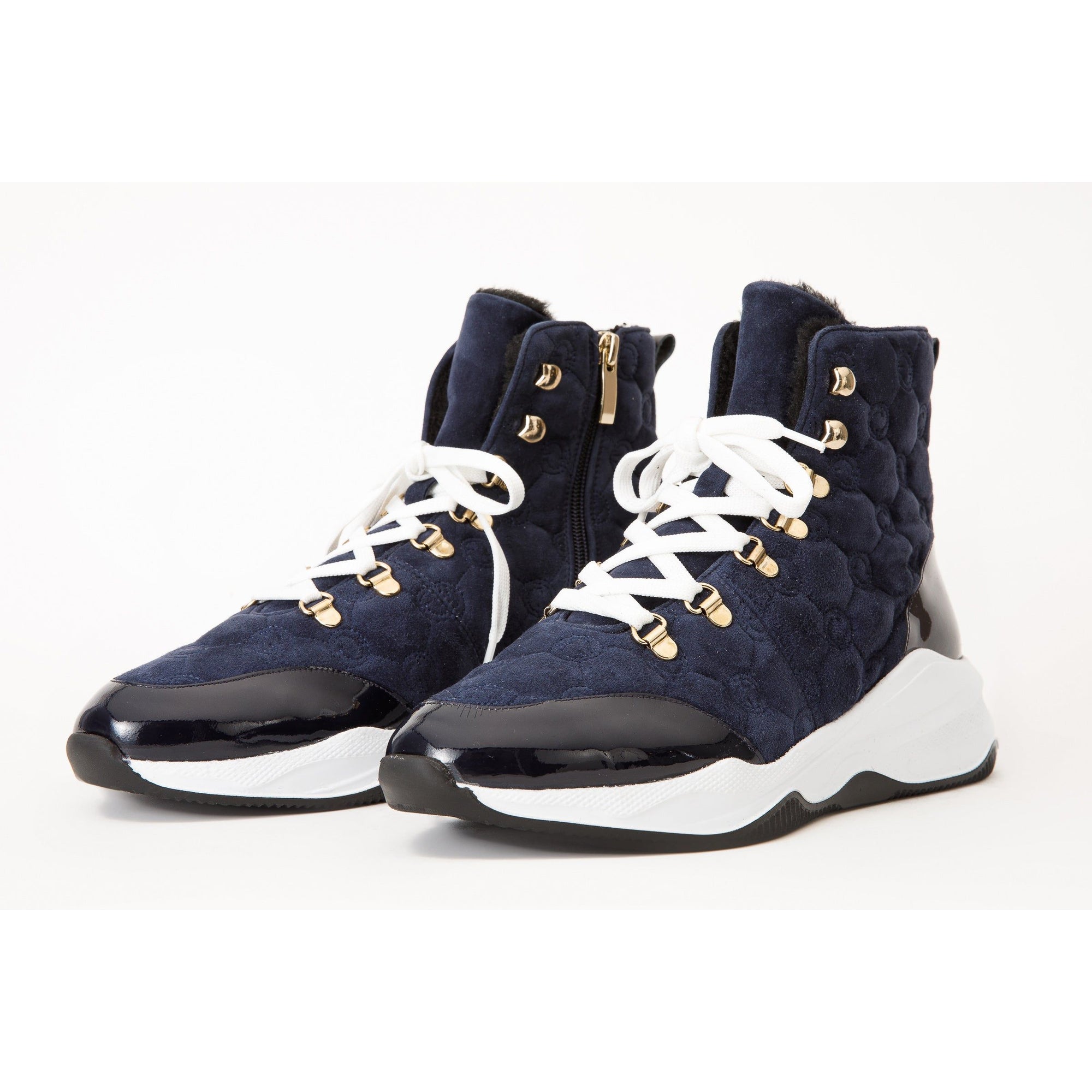 The Cambridge Navy Blue Suede Quilted Leather Ankle Women Boot Final Sale!