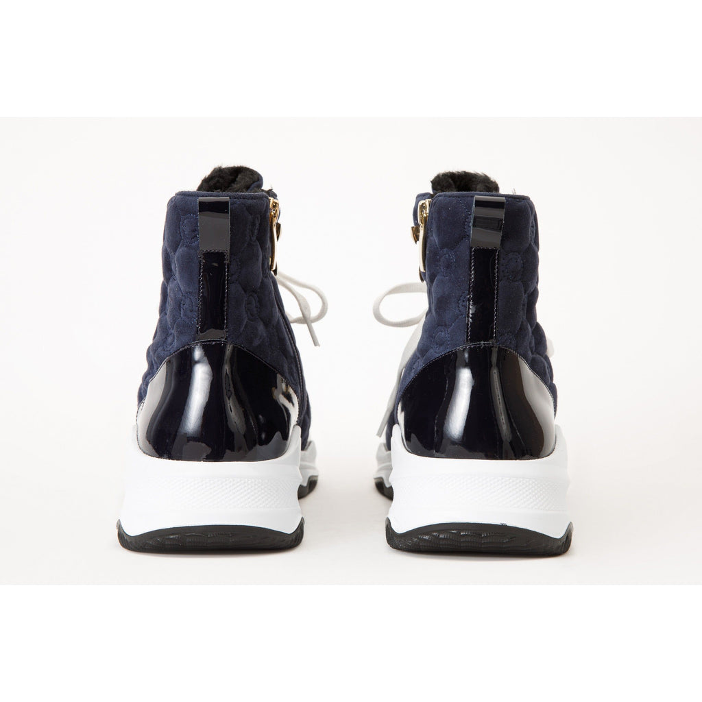 The Cambridge Navy Blue Suede Quilted Leather Ankle Women Boot Final Sale!