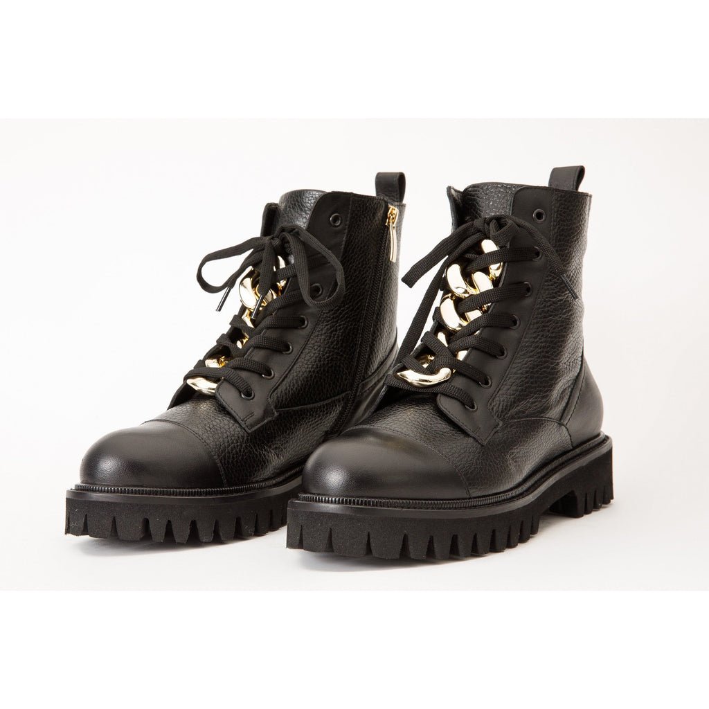 The Belgrad Black Leather Lace-Up Ankle Women Boot With a Side Zipper Final Sale!