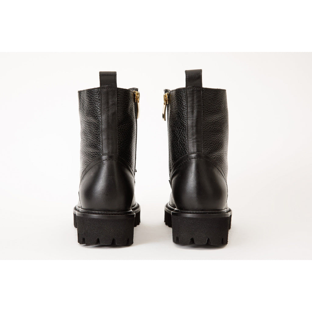 The Belgrad Black Leather Lace-Up Ankle Women Boot With a Side Zipper Final Sale!