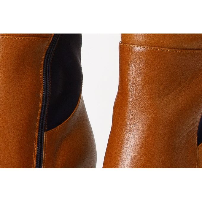 The Sao Paulo Tan Leather Knee High Platform Heel Women Boot