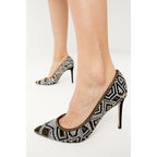 The Nampula Black Glitter Leather Pump Women Shoe