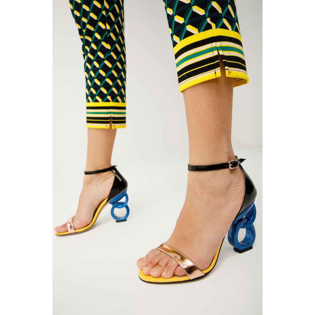 The Helix Heel Rose Gold Leather Women Sandal