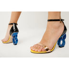 The Helix Heel Rose Gold Leather Women Sandal