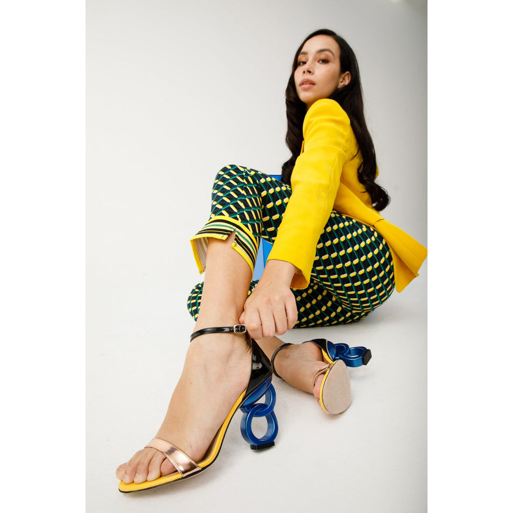 The Helix Heel Rose Gold Leather Women Sandal