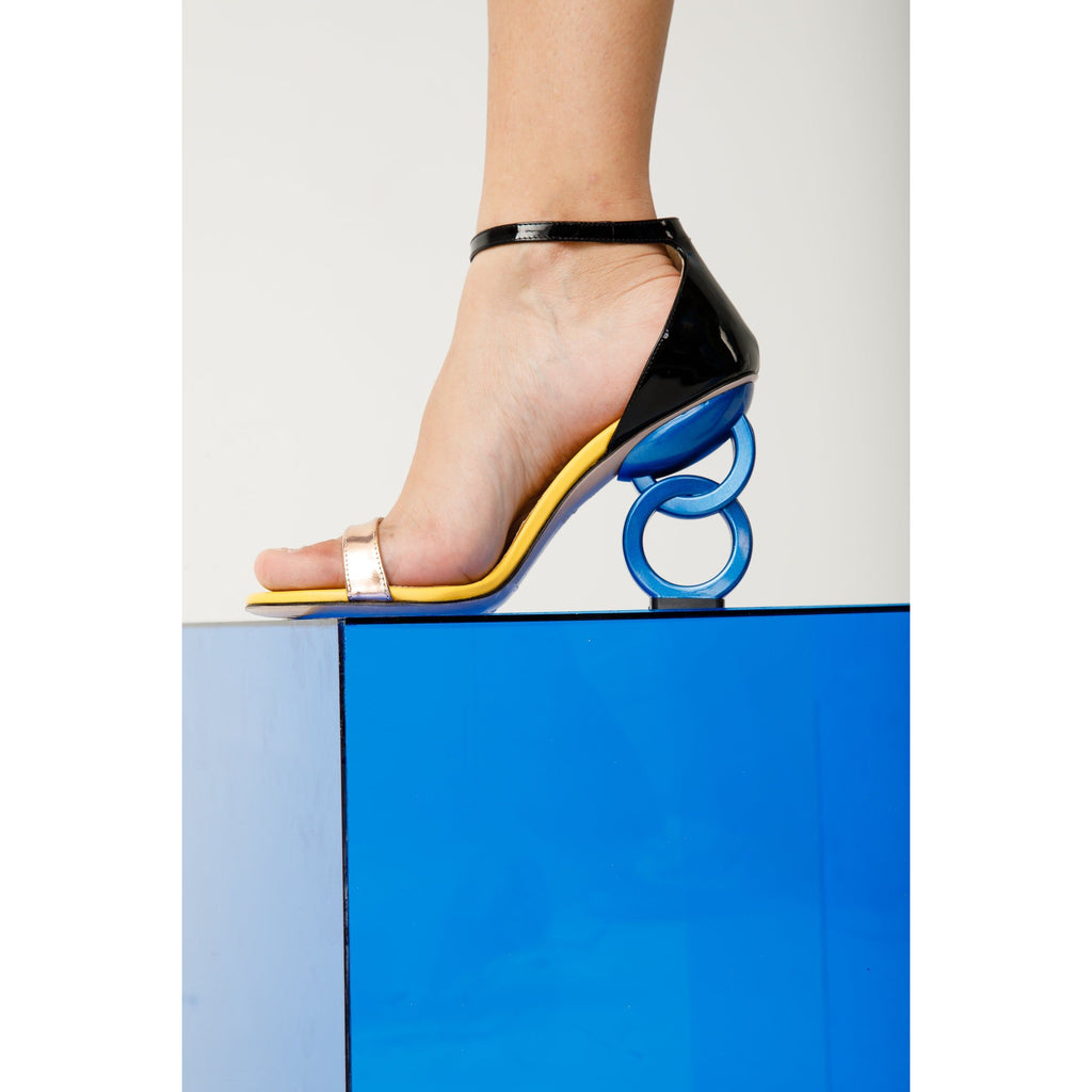 The Helix Heel Rose Gold Leather Women Sandal