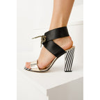The Bloke Black Leather Ankle Strap Women Sandal
