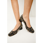 The Doha Gold & Black Glitter Leather Block Pump Women Shoe