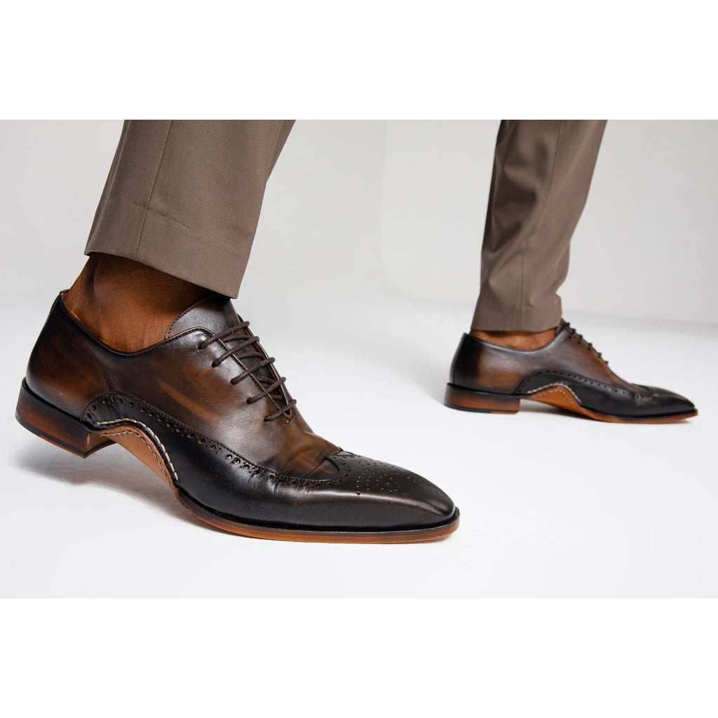 The Royal Hand Craft Black & Brown Wingtip Oxford Men Shoe