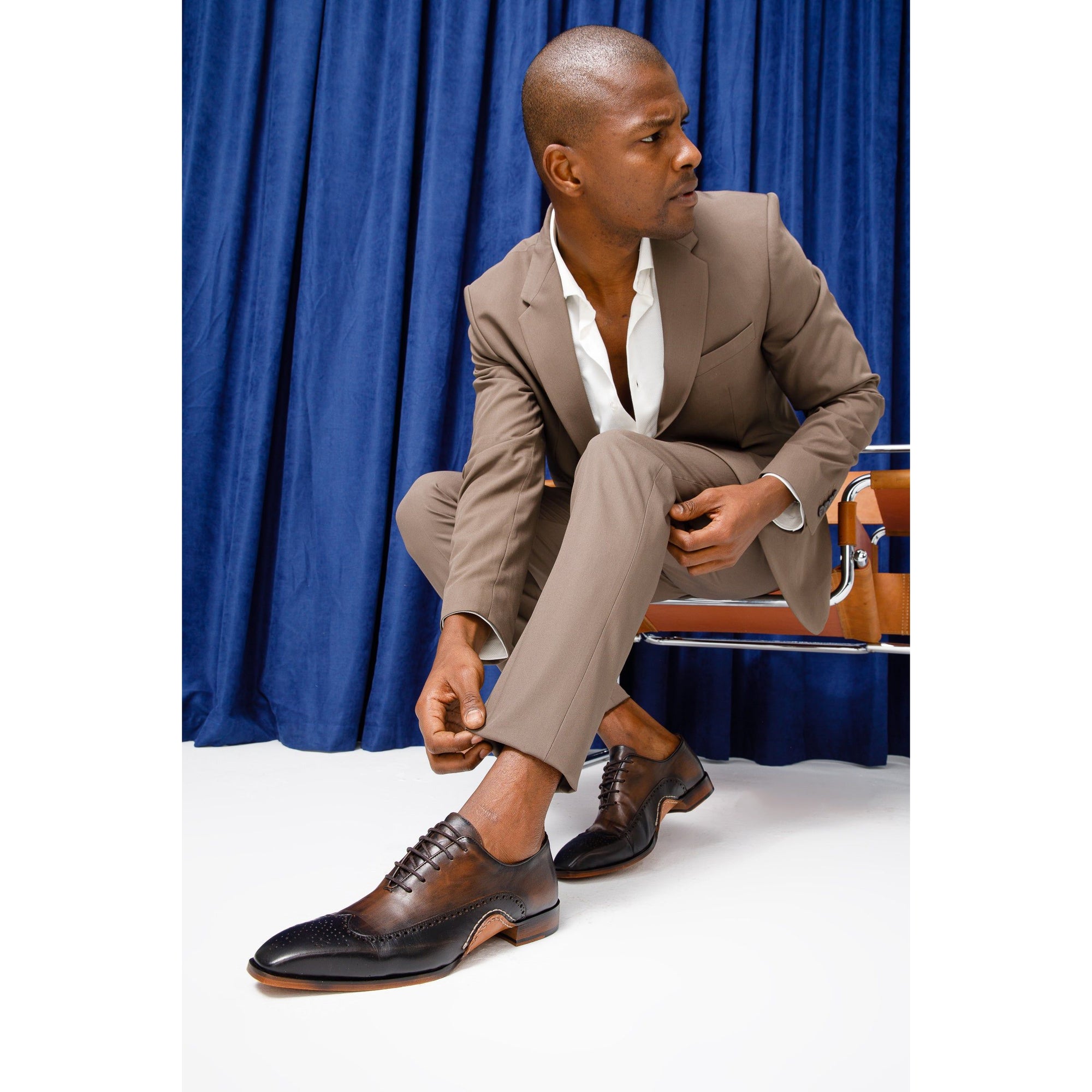 The Royal Hand Craft Black & Brown Wingtip Oxford Men Shoe