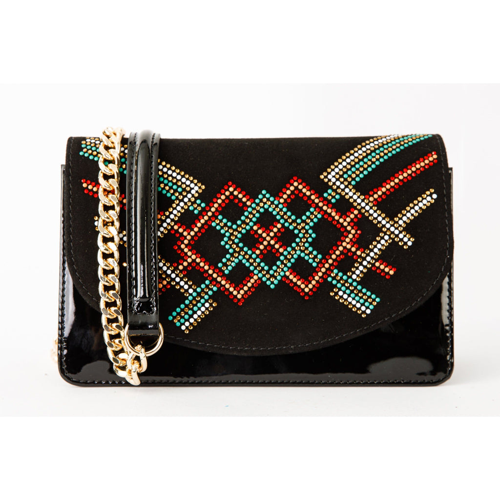 The Palma Black Glitter Leather Handbag