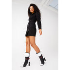Vinci The Lucca Black & White Leather Mid Calf High Heel Women Boot Limited Edition