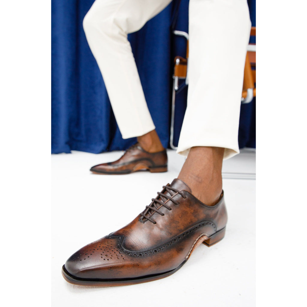 The Royal Hand Craft Brown Wingtip Oxford Men Shoe
