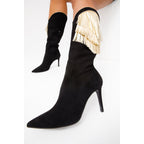 The Vienna Black Suede Leather Knee High Women  Boot
