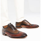 The Royal Hand Craft Burgundy Wingtip Oxford Men Shoe