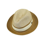 Men's Bently Semi Crushable Fedora Briad Straw Hat Dante DA224 Ivory Cognac