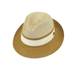 Men's Bently Semi Crushable Fedora Briad Straw Hat Dante DA224 Ivory Cognac