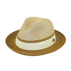 Men's Bently Semi Crushable Fedora Briad Straw Hat Dante DA224 Ivory Cognac