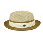 Men's Bently Semi Crushable Fedora Briad Straw Hat Dante DA224 Ivory Cognac