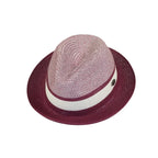 Men's Bently Semi Crushable Fedora Briad Straw Hat Dante DA226 Burgundy White